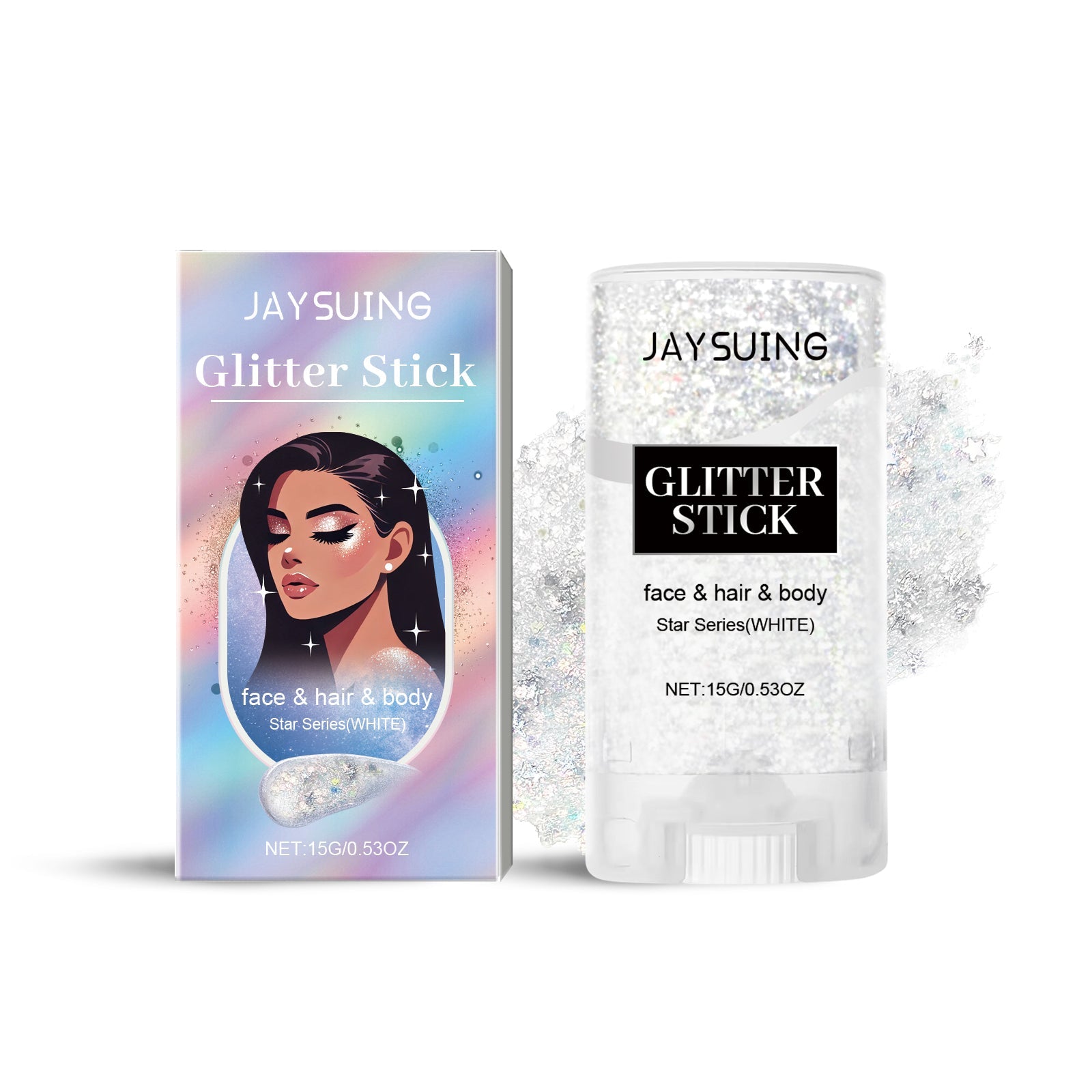 Dazzling White Highlight Stick, Glitter Face Body Collarbone, Party Makeup, Performance, Sensitive Skin ,15g