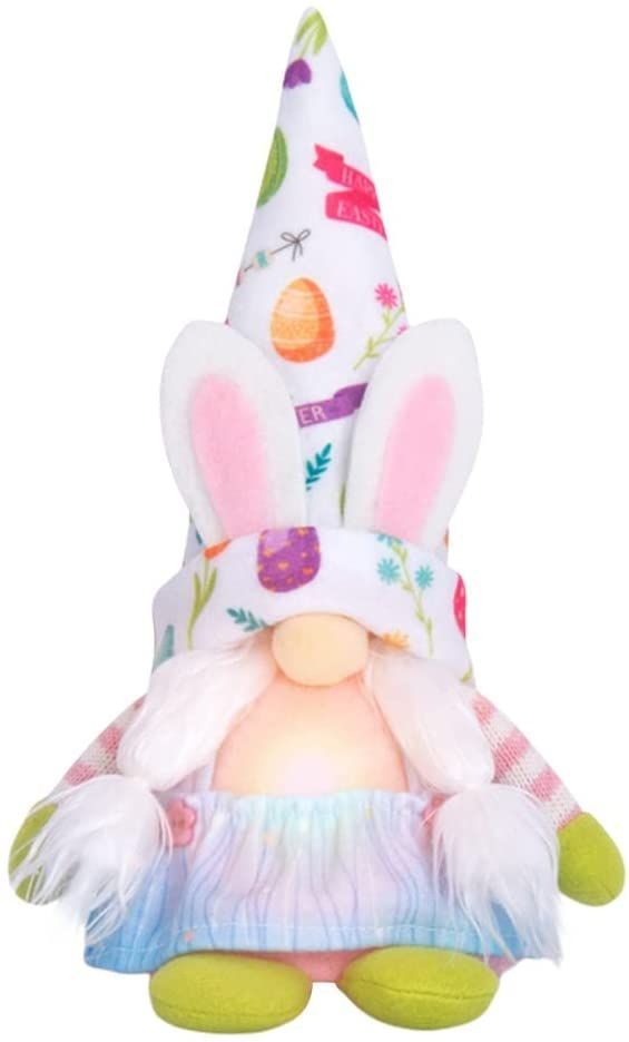 Easter Bunny Gnome Lighting Plush Doll Faceless Dwarf Ornament Holiday Decoration