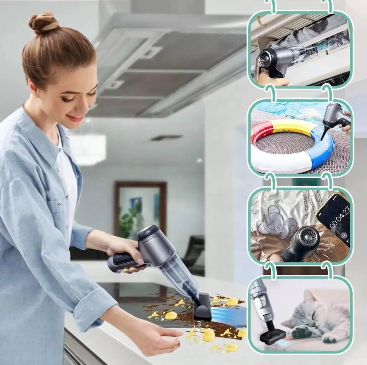 Cordless Vacuum Cleaner with USB Charging 12000 Pa Suction