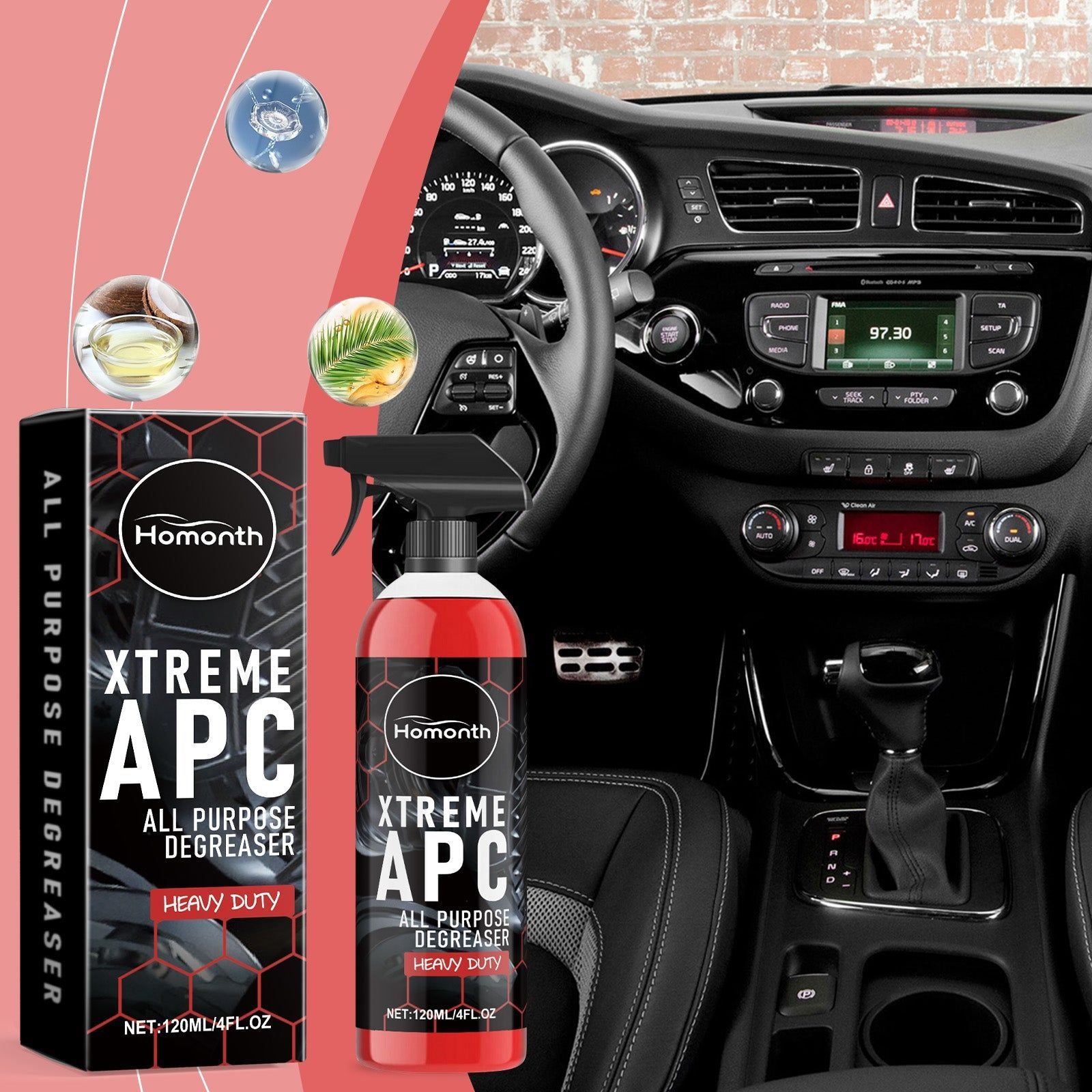 Car Cleaning Multi-Functional Stain Remover, Easy Car Seat and Interior Cleaner ,120ml