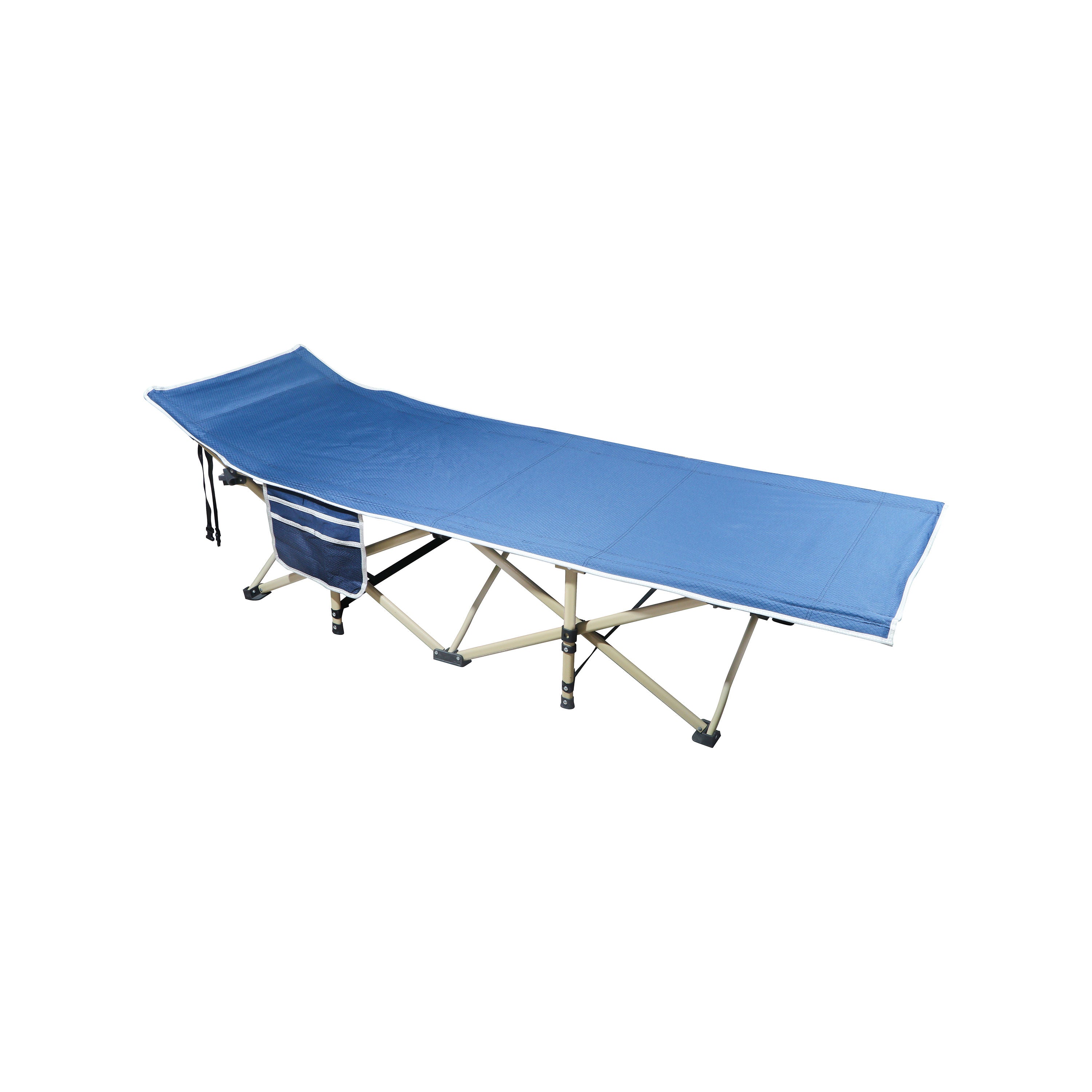 Heavy-Duty Folding Camping Cot Bed for Adults with Side Organizer Pocket