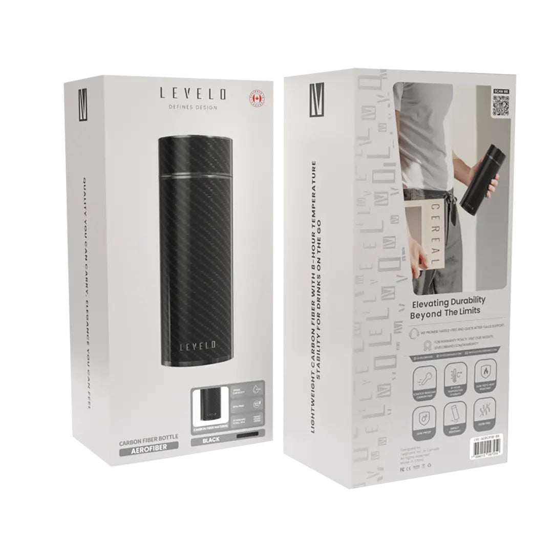 Levelo AeroFiber 350ML Carbon Fiber Bottle, Black