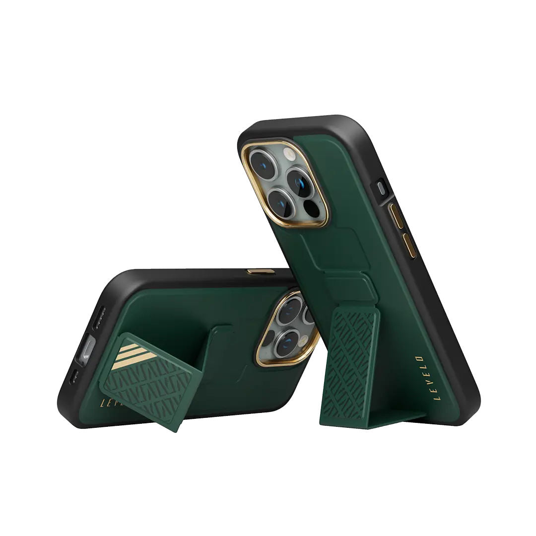 Levelo Morphix Cuero Gripstand Case For iPhone 15 Series