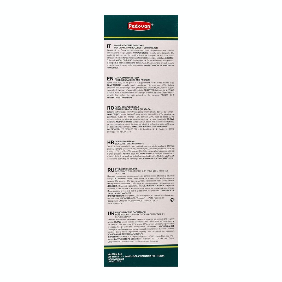 Padovan Stix Fruit Parrocchetti for Cocktail, Love Bird, 100gm