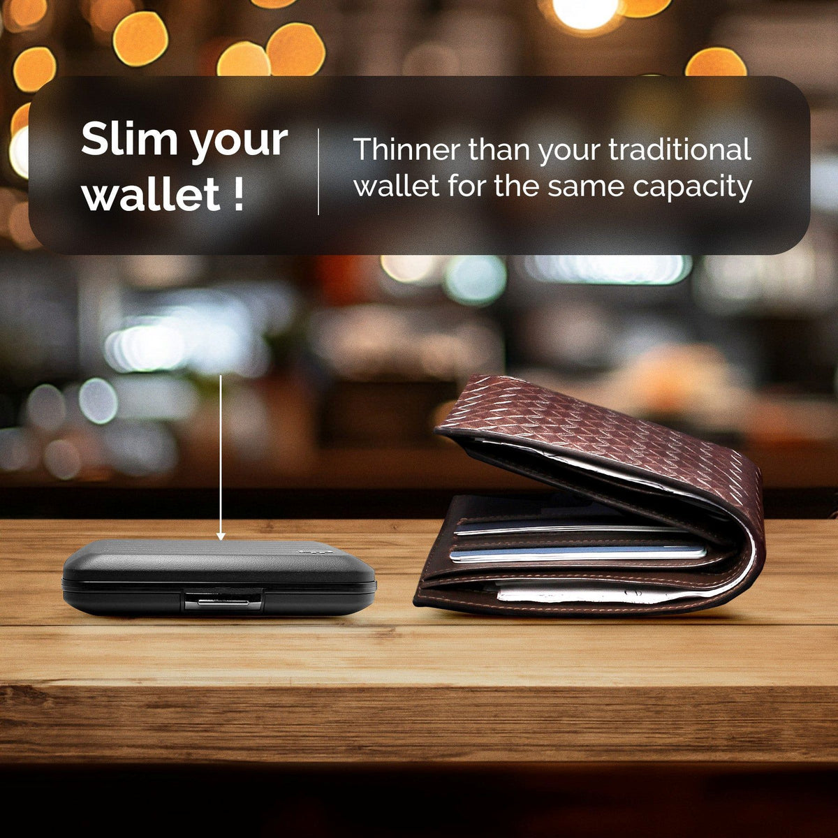 Ogon Oslo Aluminum Wallet Small Case Card Holder V2, Opium Black