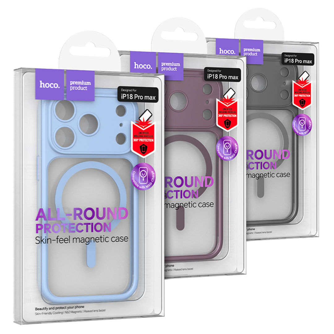 Hoco Plain Magnetic Protective Case for iPhone 18 Pro Max, All-Round Protection, Smooth & Silky