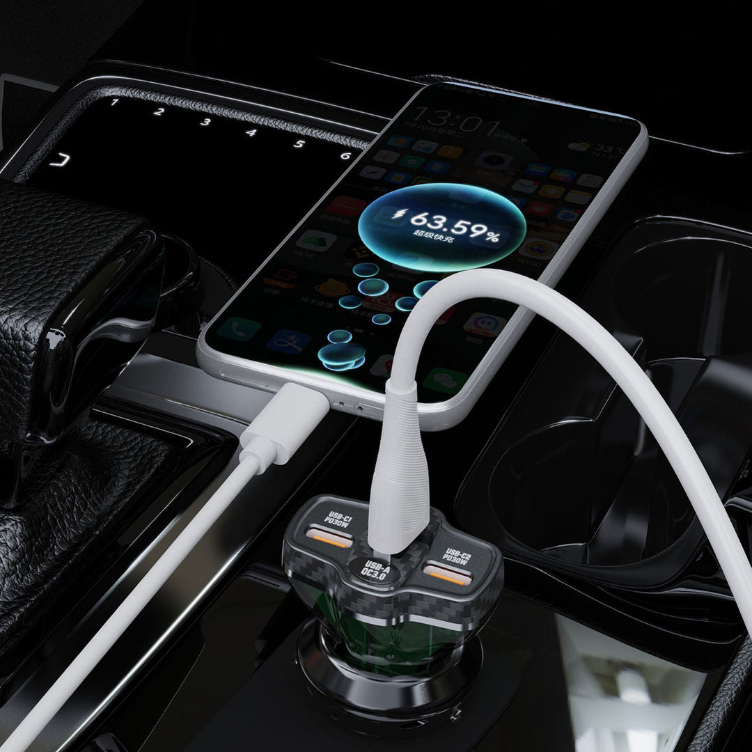 DUDAO R78-B USB+PD Fast Car Charger, 78W, Black