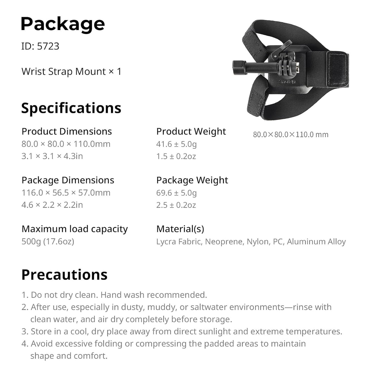 SmallRig 360-Degree Rotating Wrist Strap Mount for Action Cameras, Quick Release, 5723