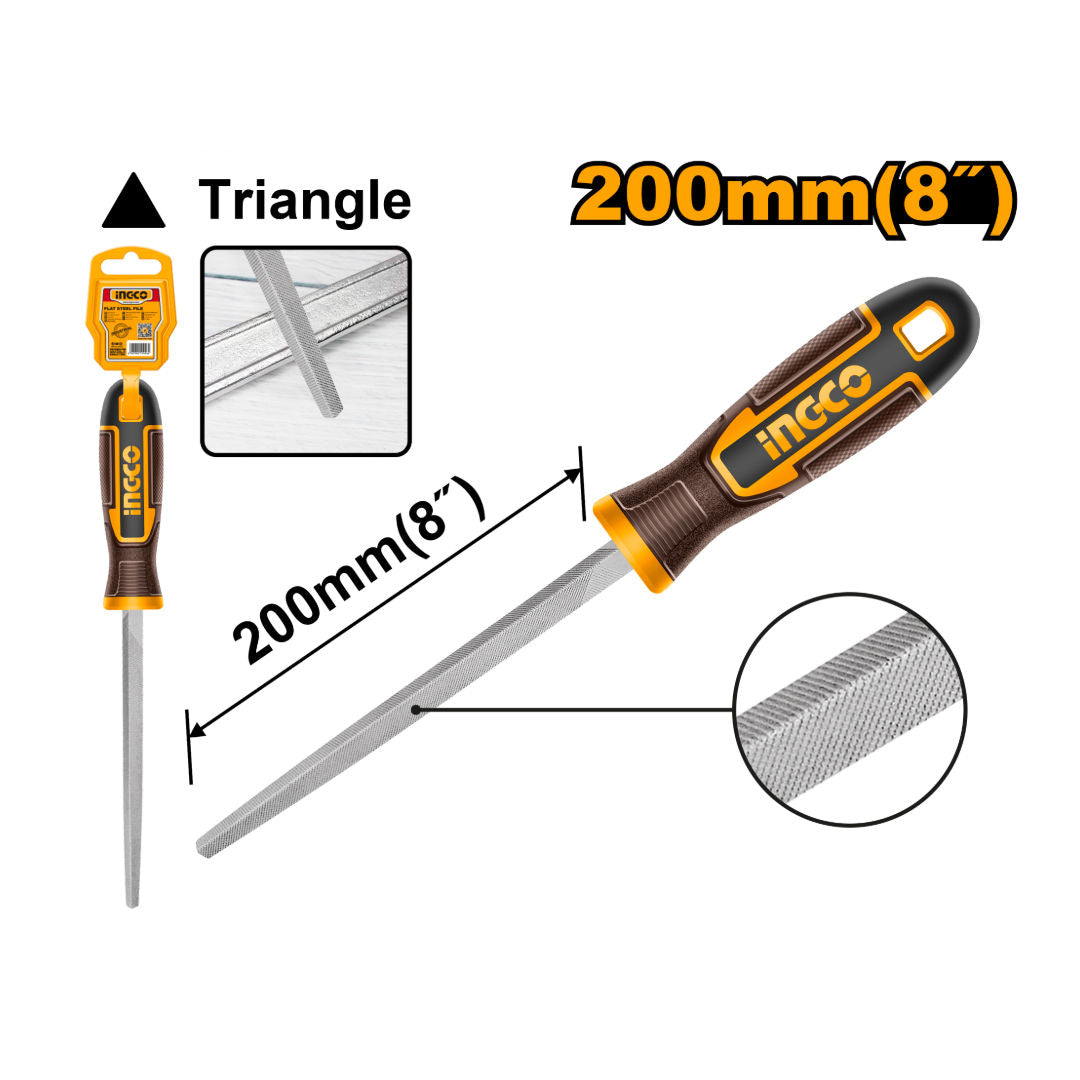 INGCO Triangle Steel File, Length 200 mm