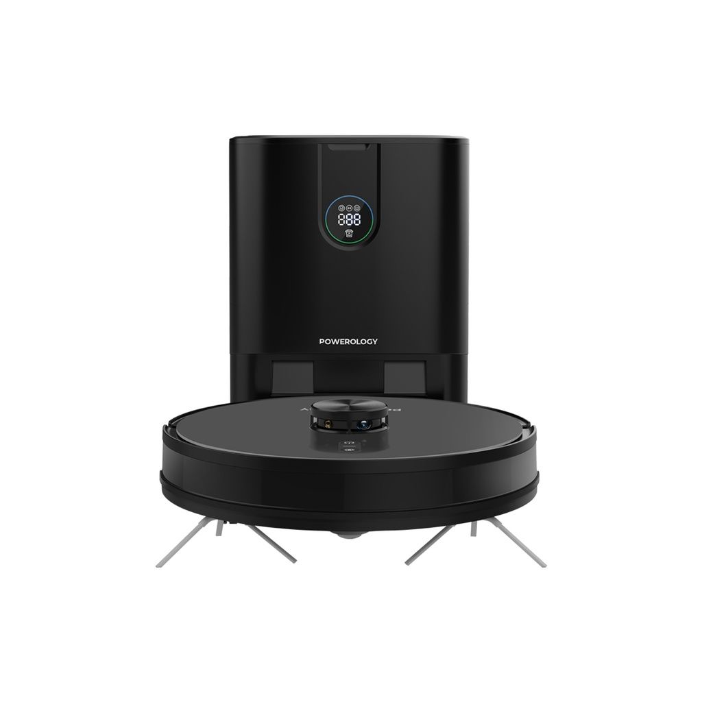 Powerology Smart Station Robot Vacuum & Mop, Black