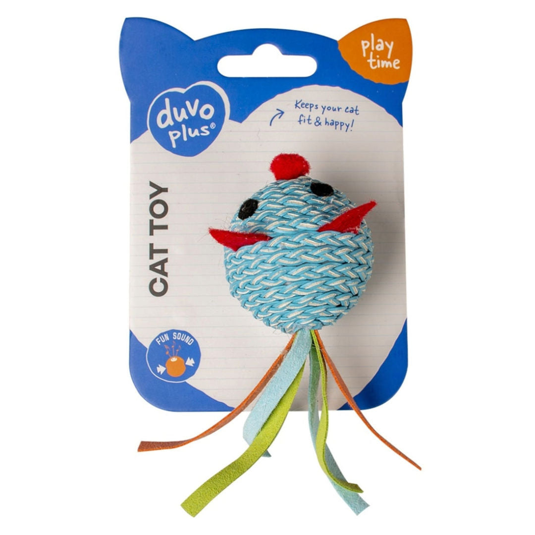 Duvo+ Jolly Blue Ball Mouse Cat Toy, Blue, 13x4.5x5cm