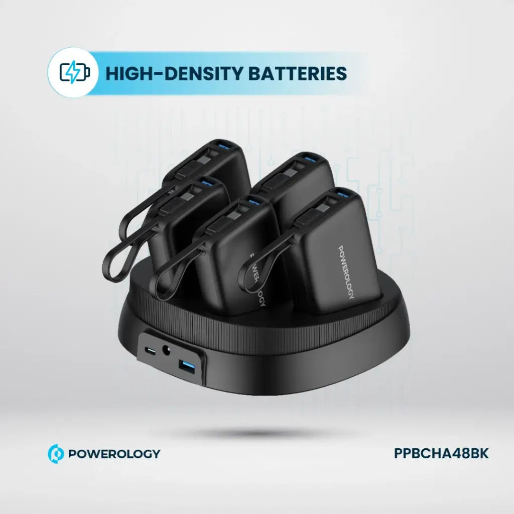 Powerology x 5 10000mAh Power Bank Station, Black