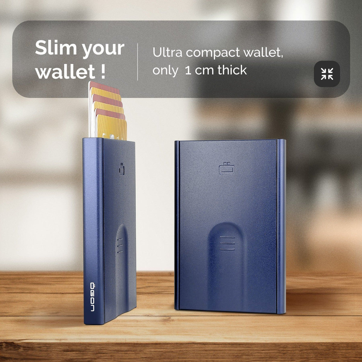 Ogon Automatic Slider Card Holder, Navy Blue