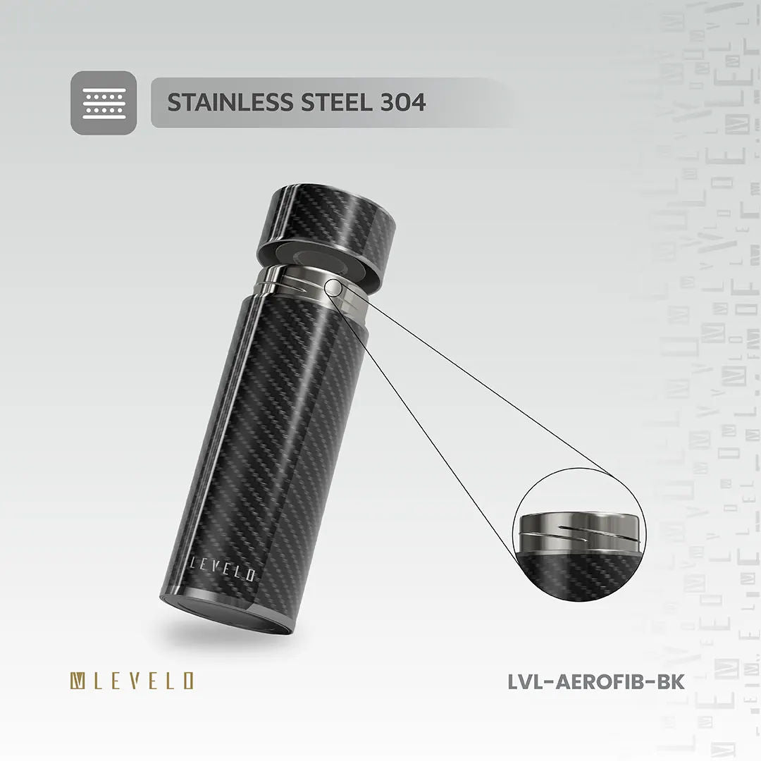 Levelo AeroFiber 350ML Carbon Fiber Bottle, Black