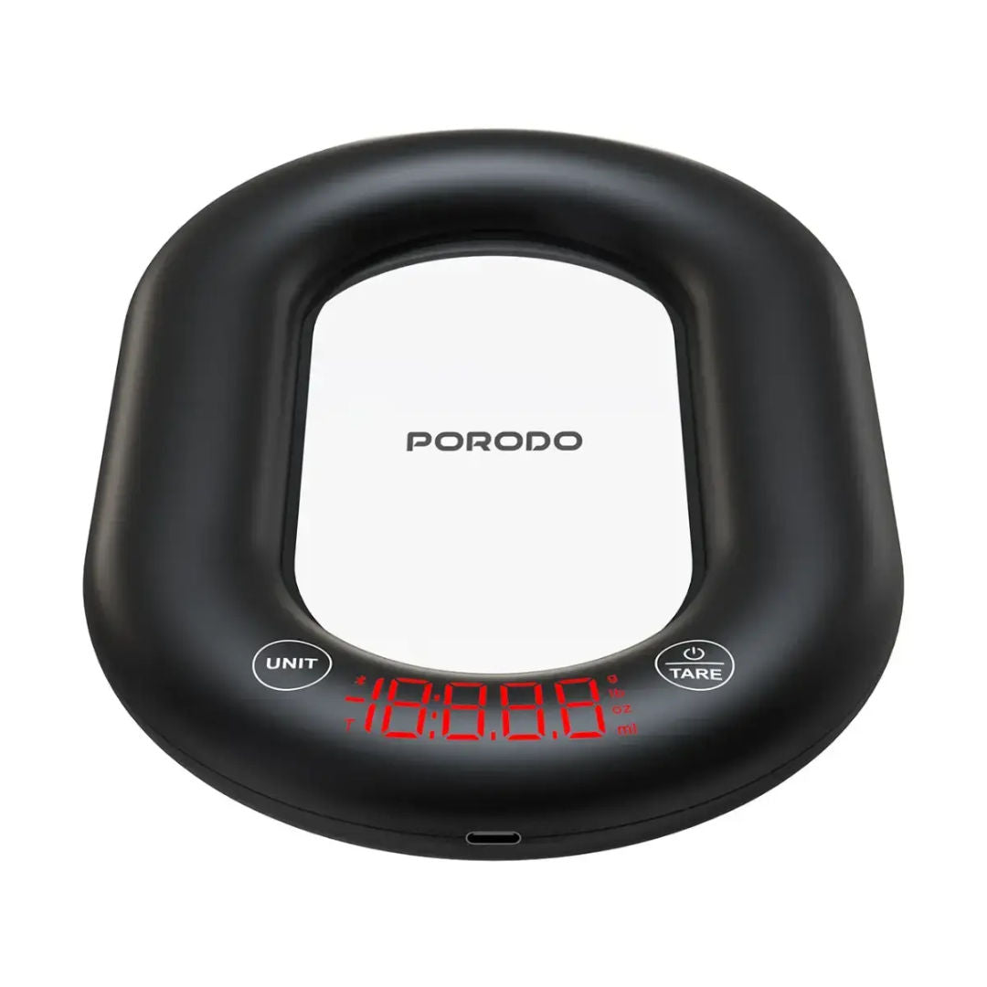 Porodo Lifestyle Glass Design Smart Kitchen Digital Scale with Real-Time App Sync - Black