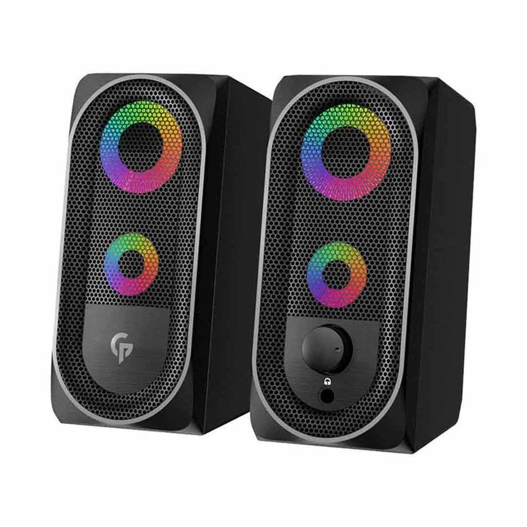 Porodo Gaming Stereo Bluetooth Speakers, 10W, RGB Lights, AUX & Bluetooth, Black