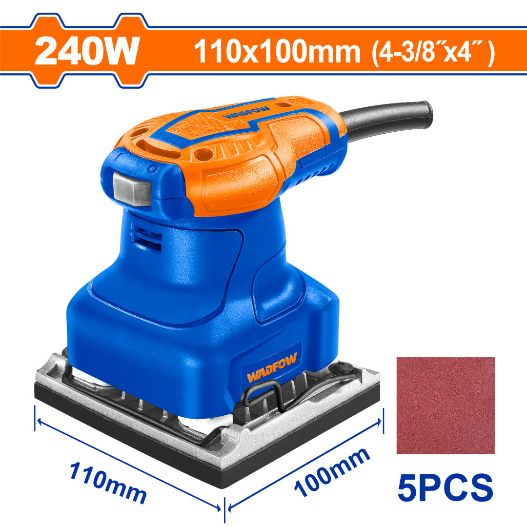 WADFOW Palm Sander, 220–240V~50/60Hz, 240W, 14,000 rpm, Base 110×100 mm,