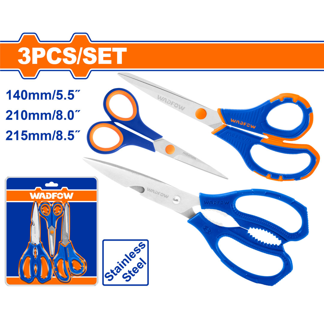 WADFOW Scissors Set 3 Pieces, Includes 215mm, 210mm, and 140mm Sizes