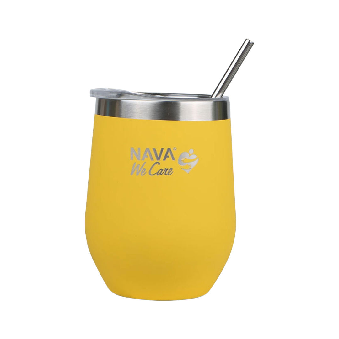 NAVA We Care Stainless Steel Insulated Travel Mug with Straw, 360ml