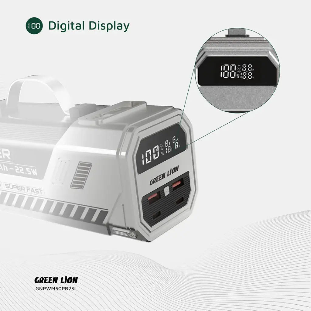 Green Lion 50000mAh Power Bank 22.5W, Silver