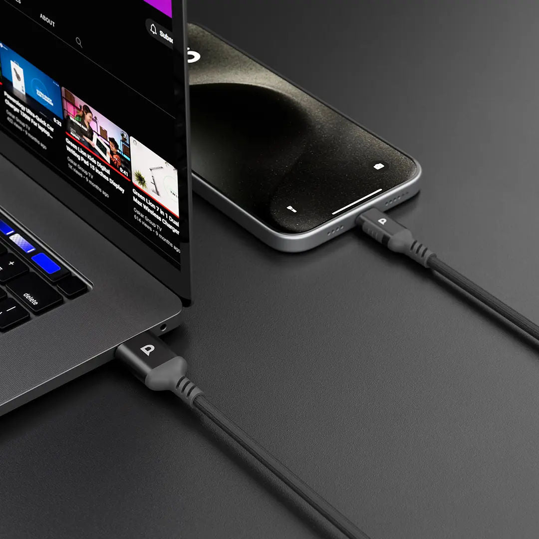 Powerology Power Sync Weave USB-A to USB-C, PD 20W, 2M, High-Speed Charging Cable, Gray