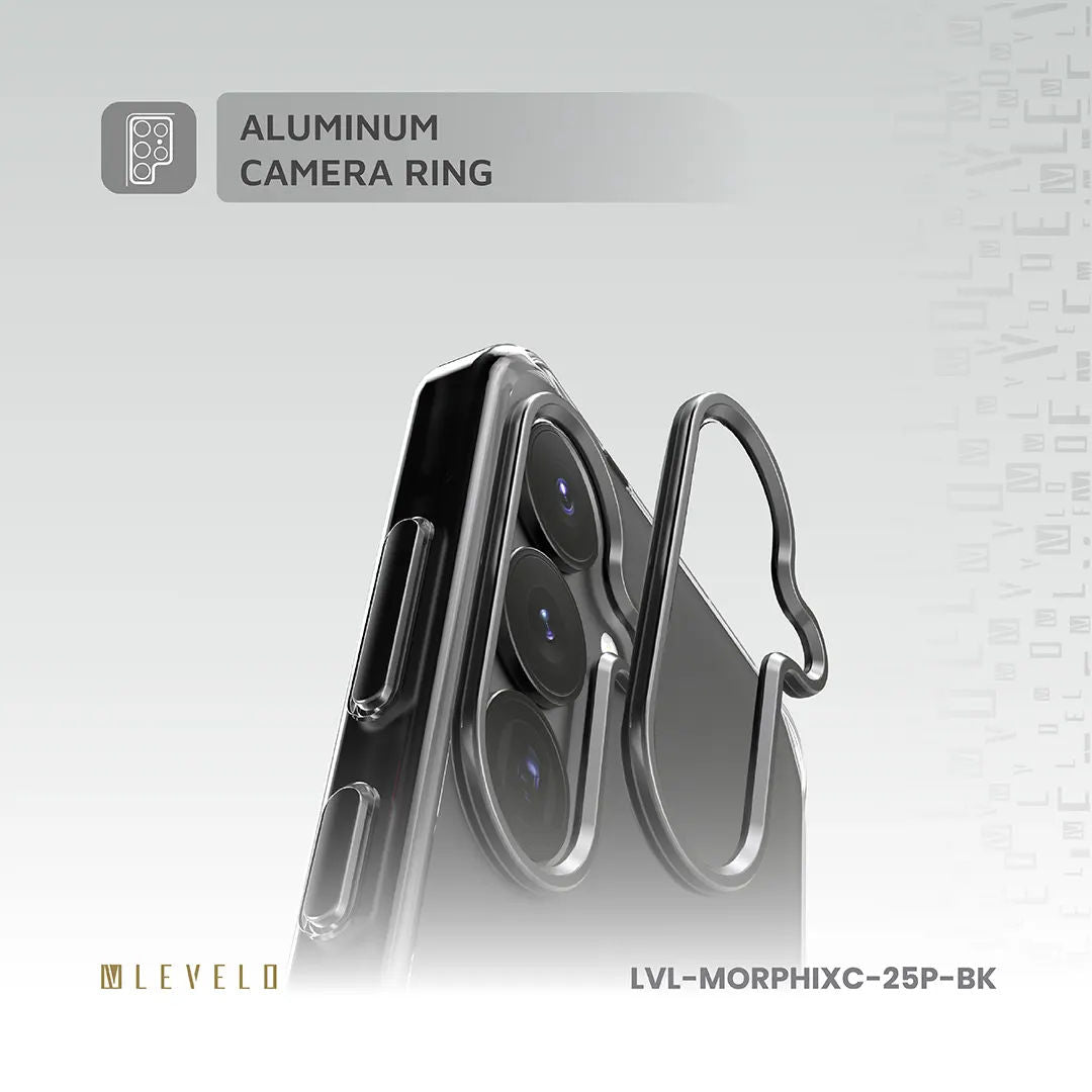 Levelo Morphix Clara Grip Case For Samsung S25 Plus, Black