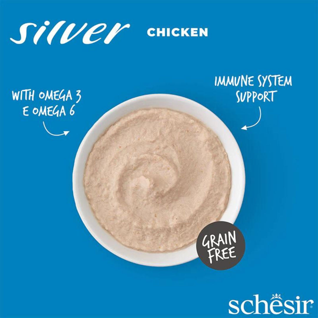 Schesir Silver Mousse Senior Cat Chicken Wet Food, 80gm