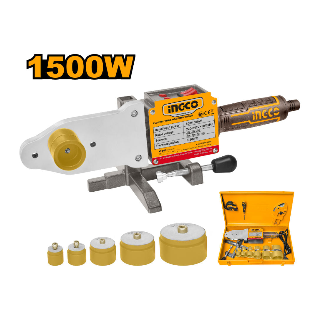INGCO Plastic tube welding tools – 800/1500 W, 20–63 mm Sockets