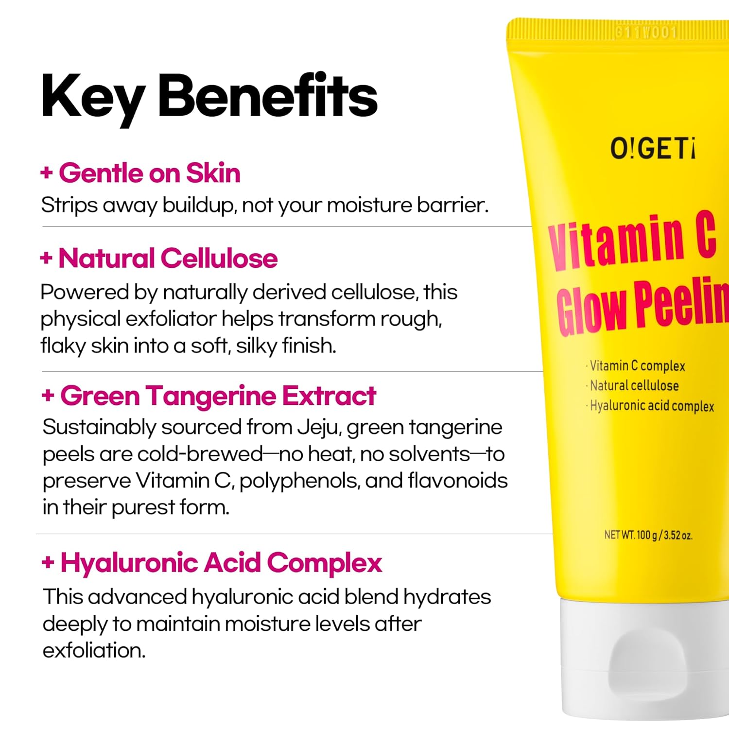O!GETi VitaminC Glow Peeling Gel, Brightening Exfoliating Gel, 100gm