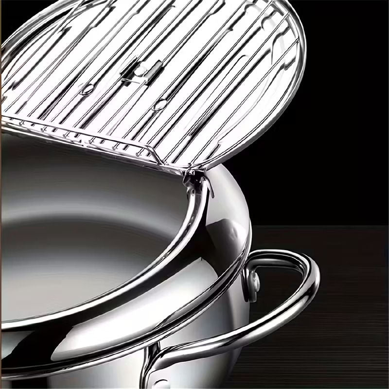 Professional 304 Stainless Steel Deep Fryer - Precision Temperature Control (Silver)