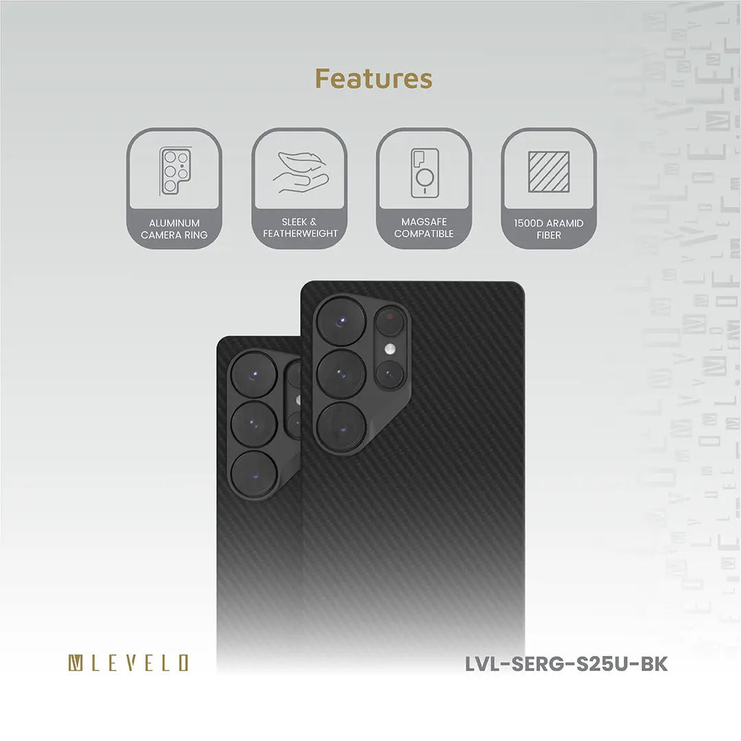 Levelo Samsung S25 Ultra Sergei Case, Black
