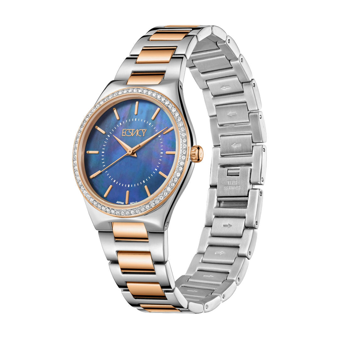 Ecstacy Women's Analog Blue Dial Watch, E23507-KBKMN Series