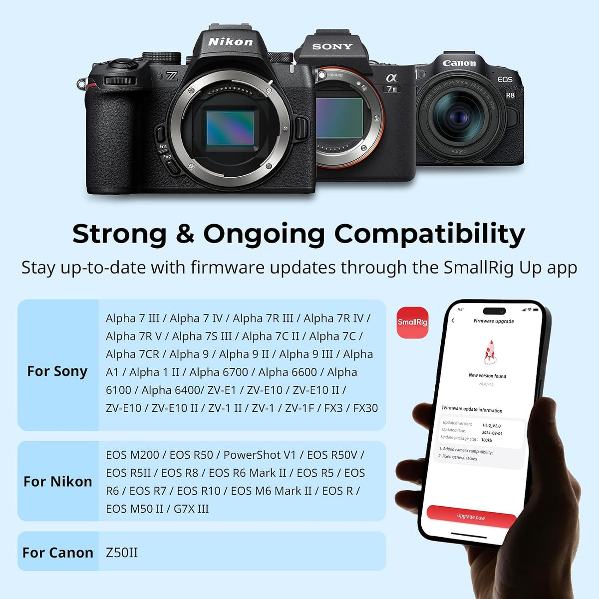 SmallRig SR-RG2 Wireless Remote Control Handgrip for Cameras and Smartphones, Bluetooth 5.0, 5207