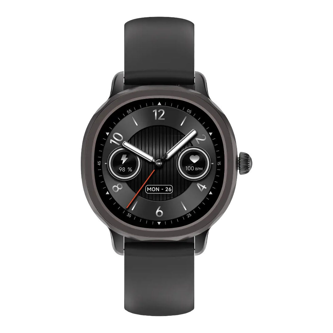 Powerology VeloFit Smartwatch with Dual Straps, 1.04", Black