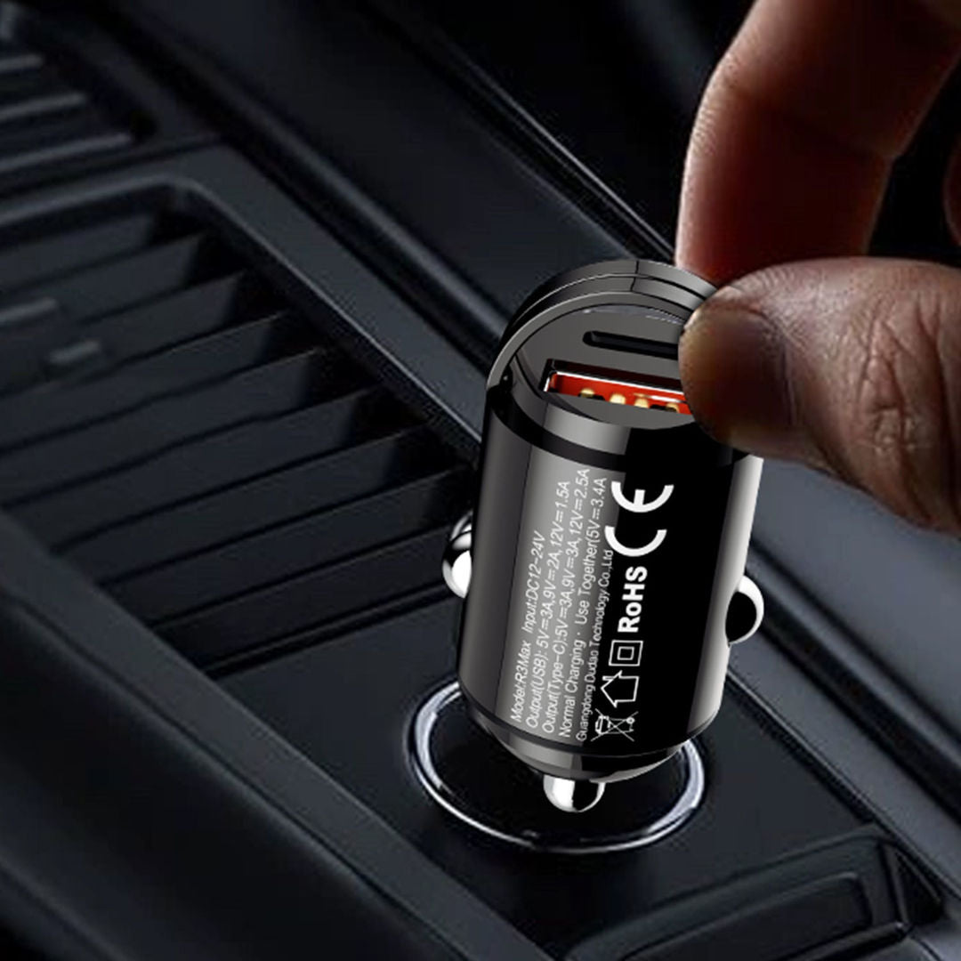 DUDAO R3MAX-B Mini Car Charger 48W, QC+PD, Black