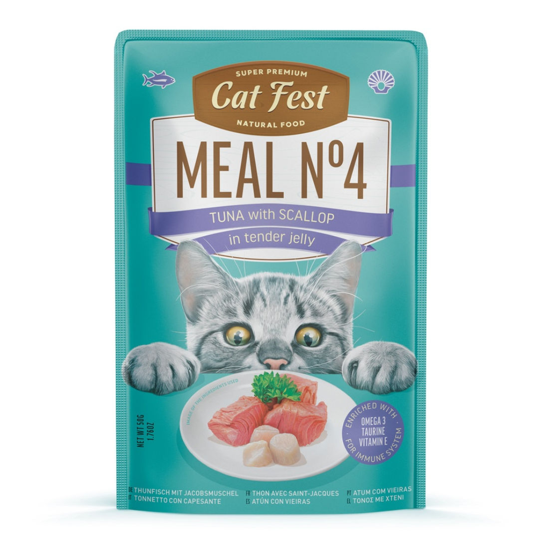 Cat Fest Meal No 4 Cat Food In Tender Jelly, Tuna With Scallop, 50gm