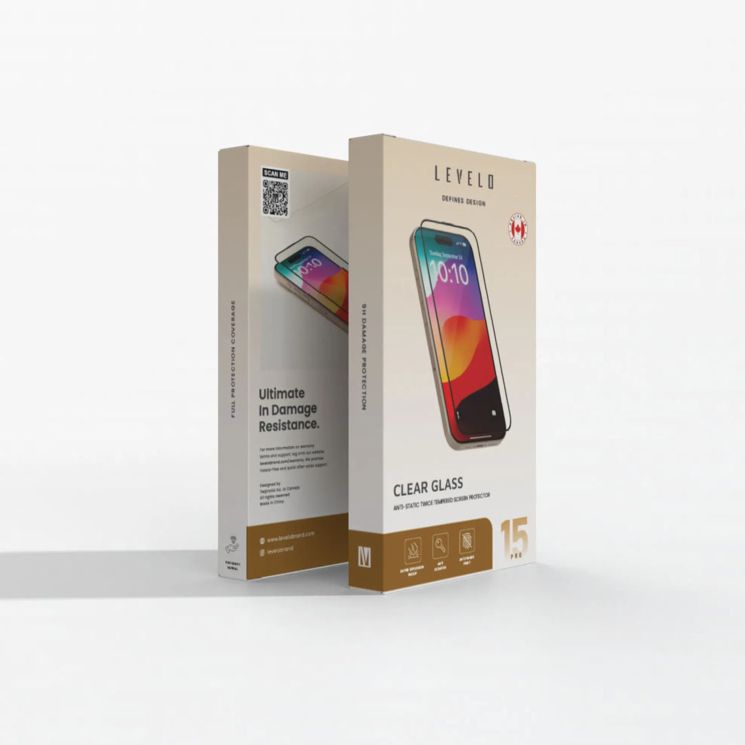 Levelo Full Screen Anti-Static Twice Tempered Glass iPhone 15 Series, Anti-Scratch