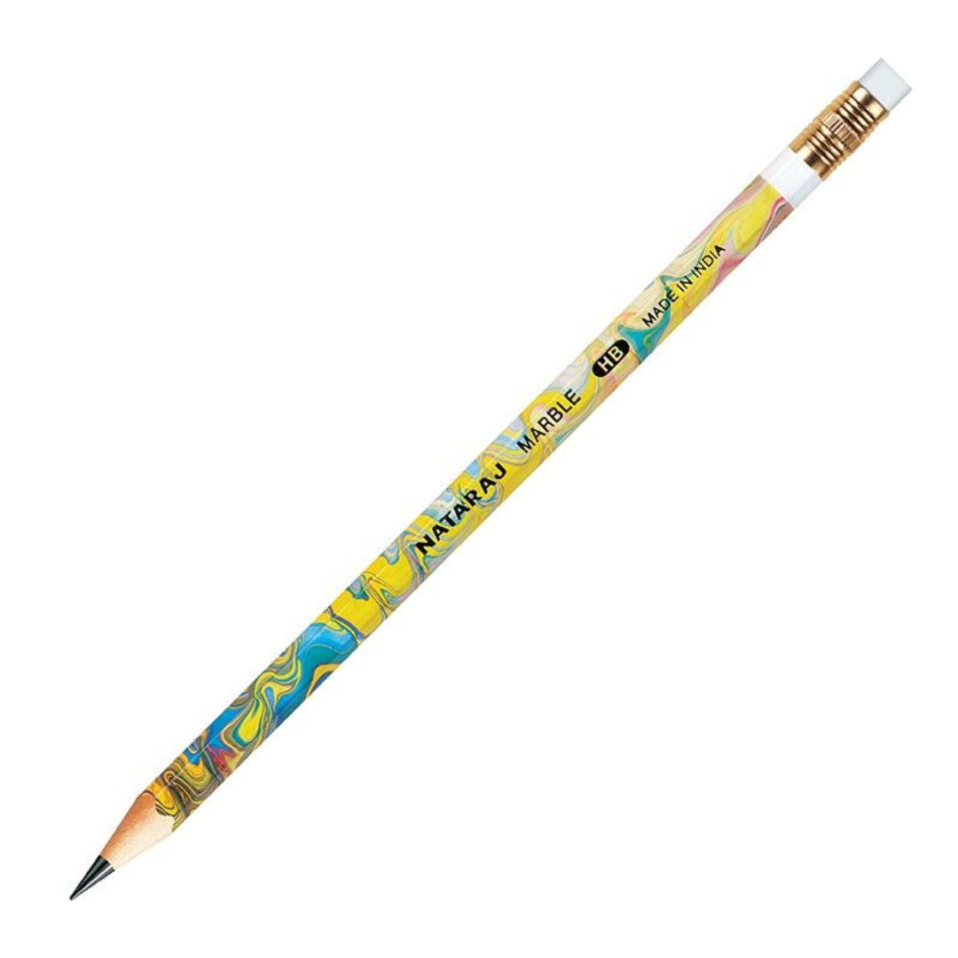 Nataraj Marble Print Pencils with Rubber Tip, 12 Piece Pack