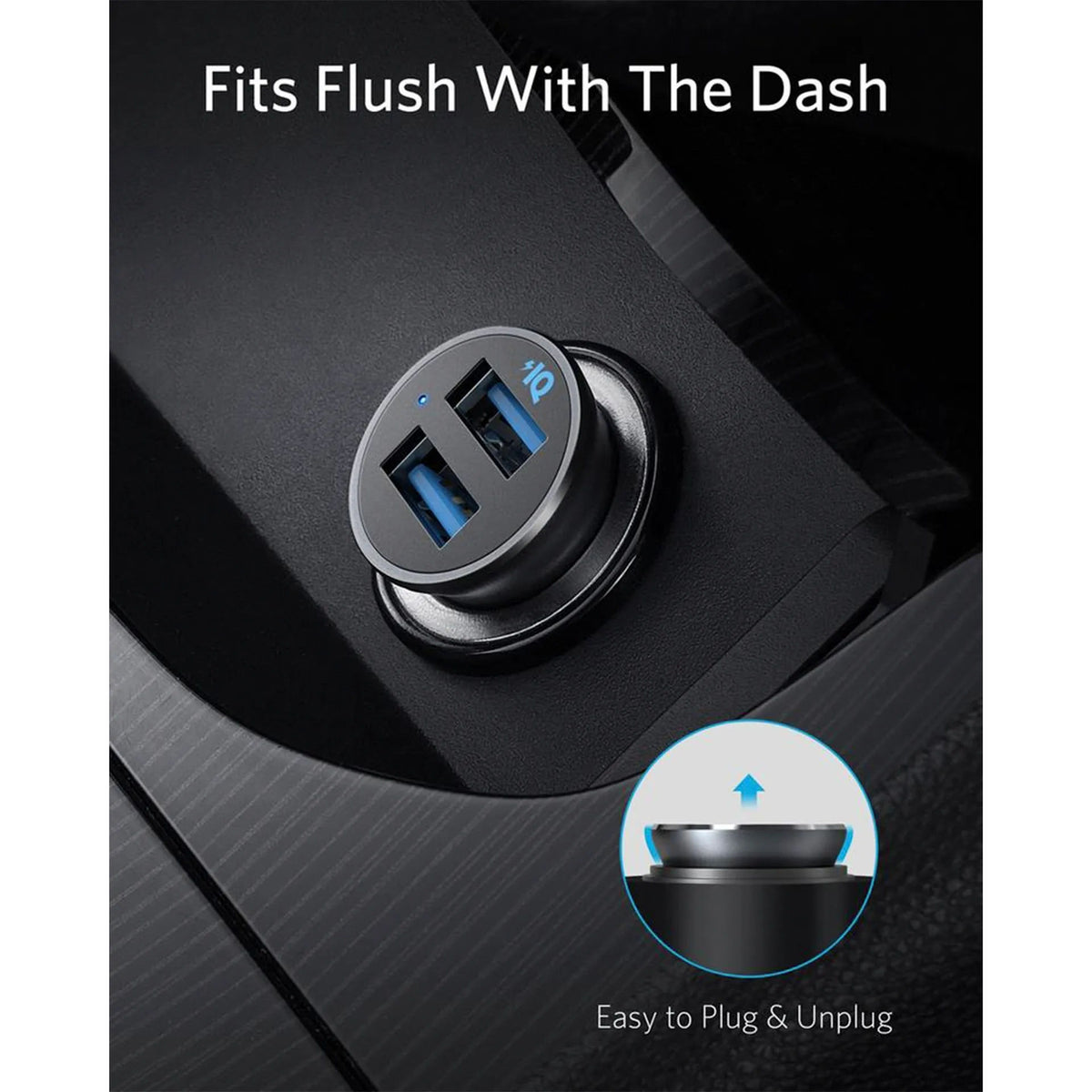 Anker PowerDrive 2 Alloy 24W Car Charger, Black, A2727H12