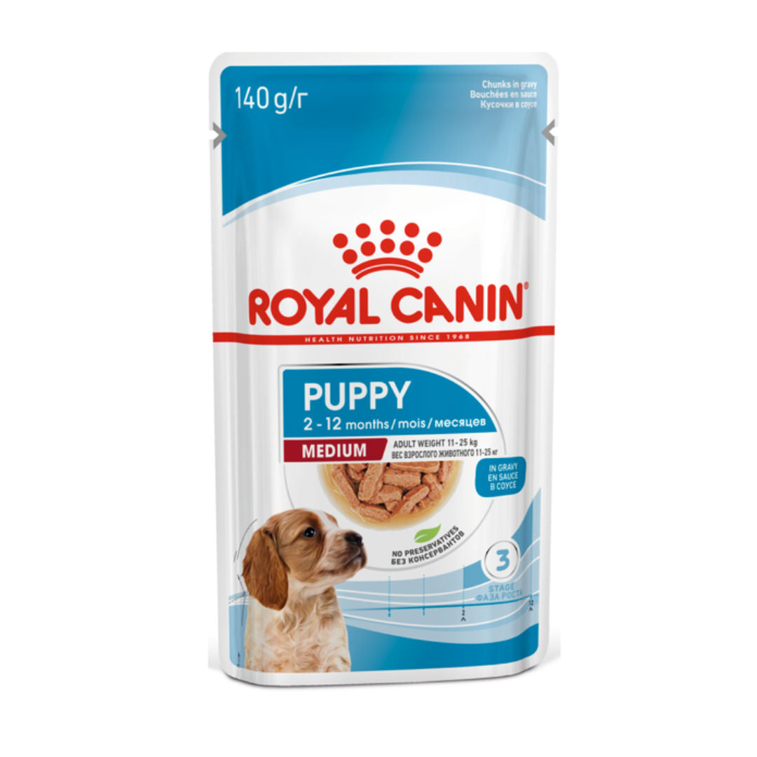Royal Canin Medium Puppy Wet Dog Food In Gravy, 140gm, Pack of 10