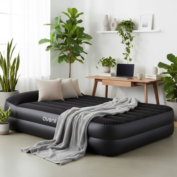 Jilong Avenli High Raised Airbed Twin Size With Built In Pillow, Black, 203x152x46cm