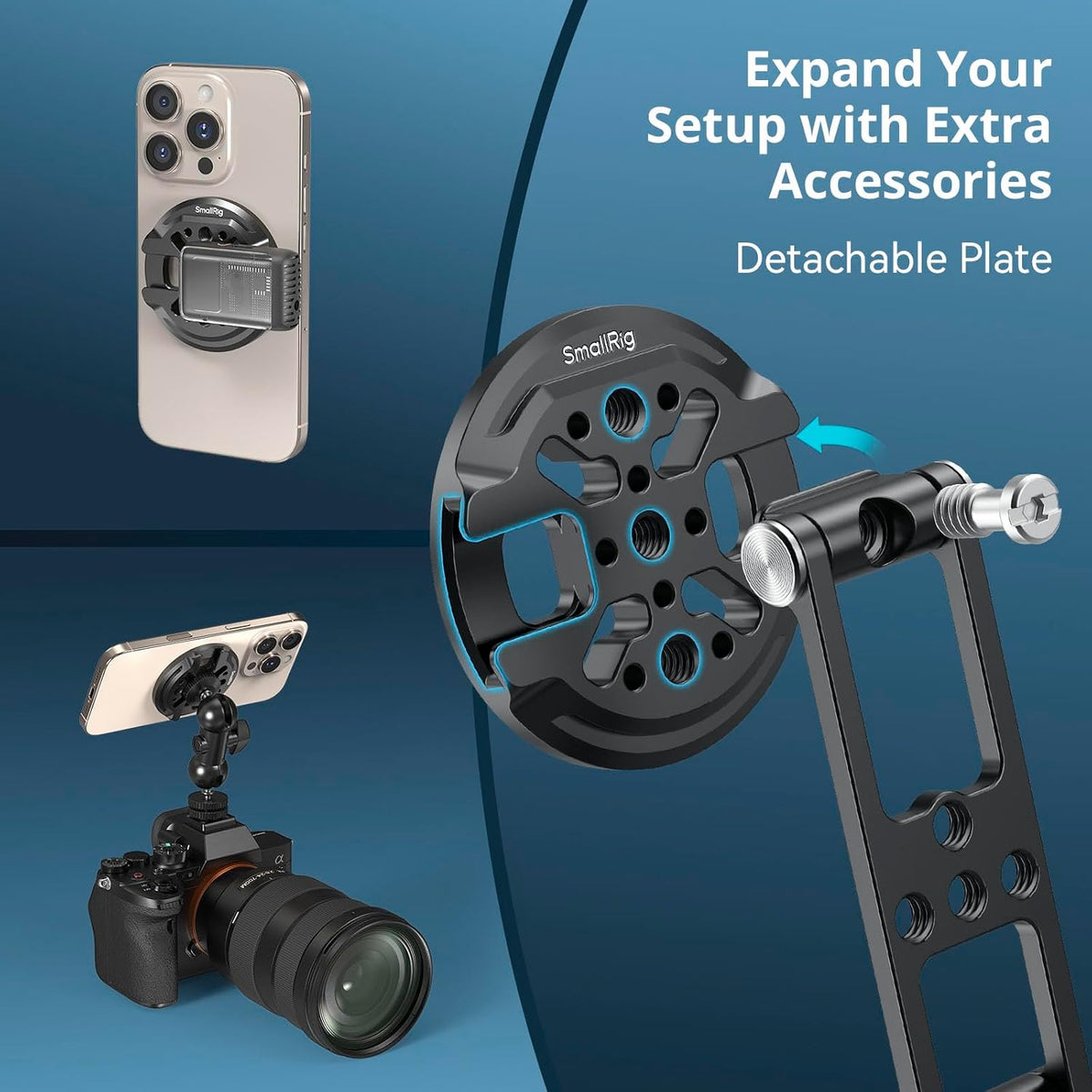 SmallRig Adjustable Smartphone Holder Clamp with Integrated Cold Shoe Mount