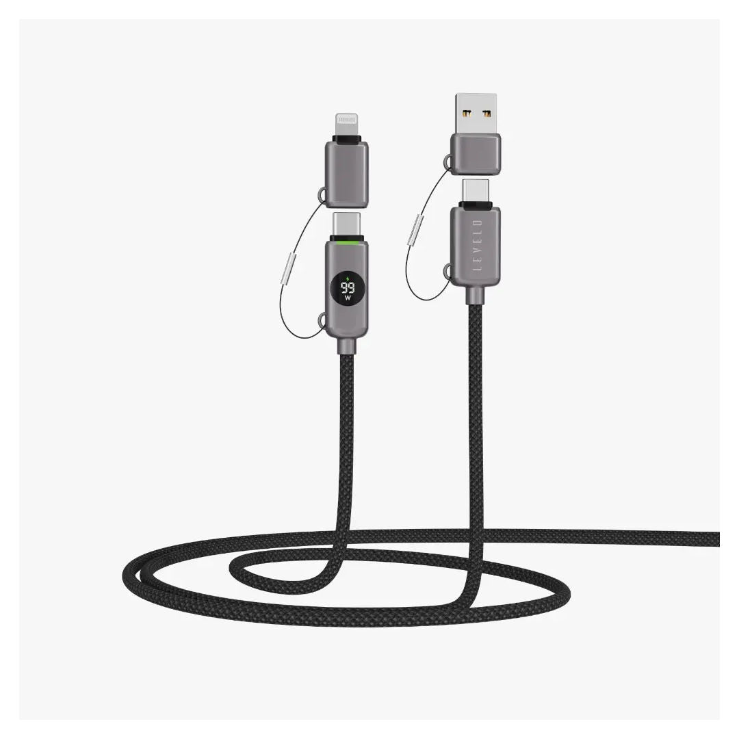 Levelo Edinburgh Smart Charge & Sync Cable 4 in 1 Multi Functional, Gray