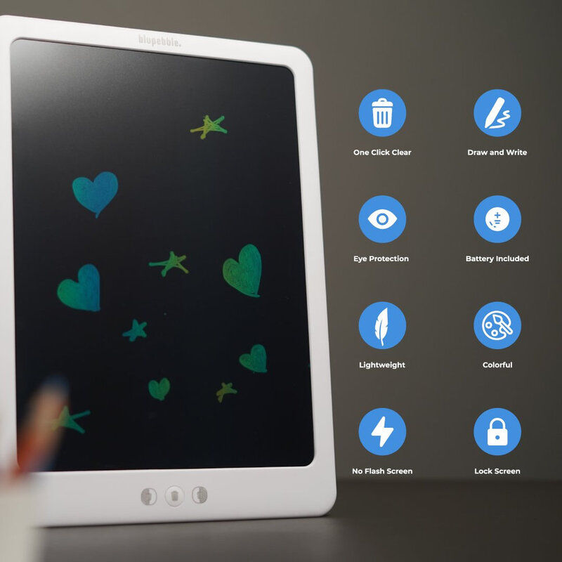 Blupebble 14-Inch Tablet Doodle Writing & Drawing Board for Kids, White