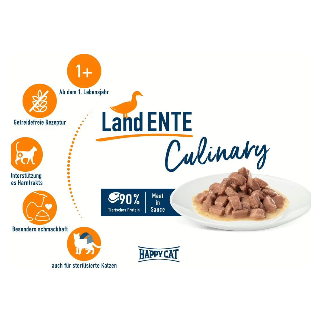 Happy Cat Meat In Sauce Duck Wet Cat Food For Neutered Cats, 1+ Year Old, 85gm