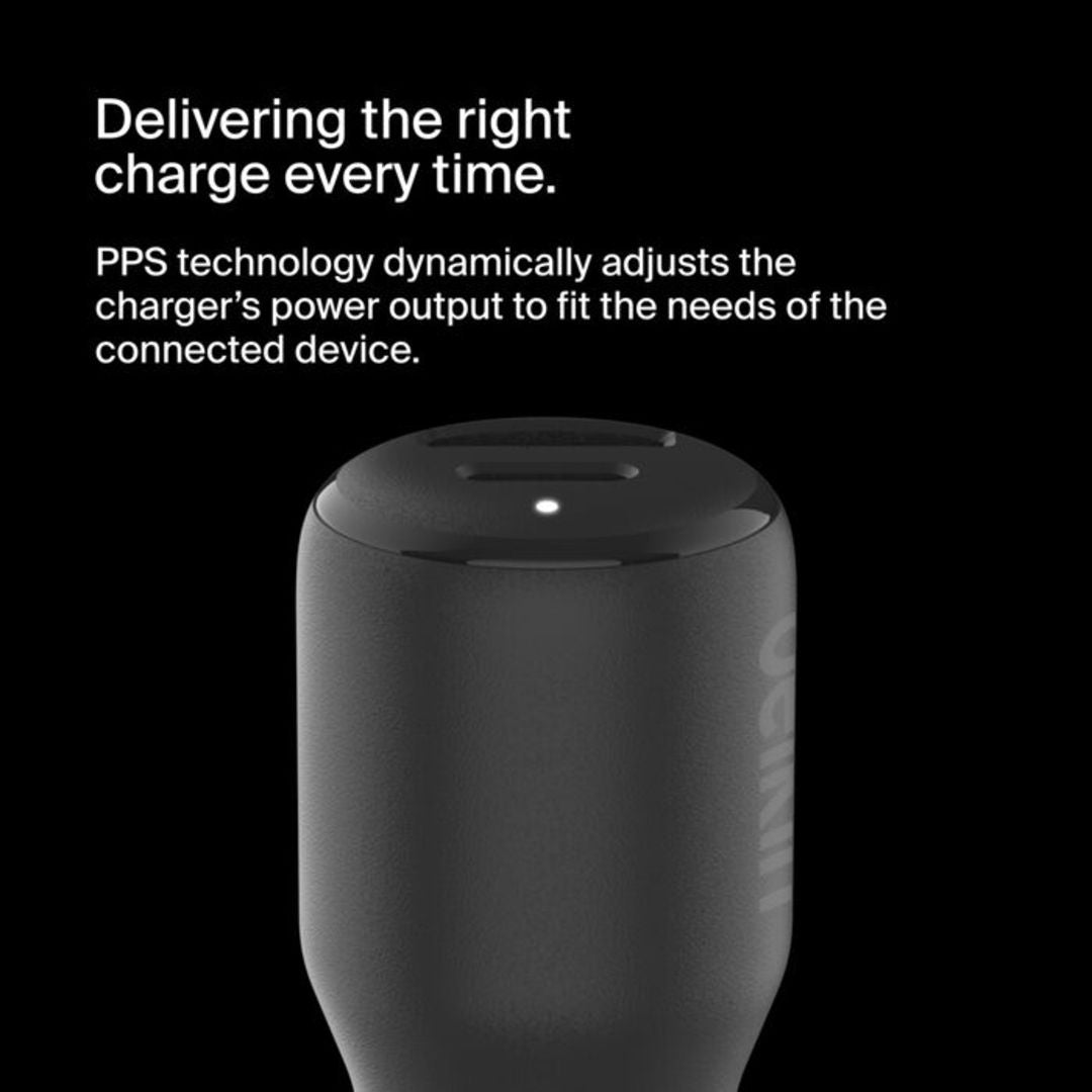 Belkin Boost Charge™ 42W Dual Car Charger, 30W USB-C and 12W USB-A, Black