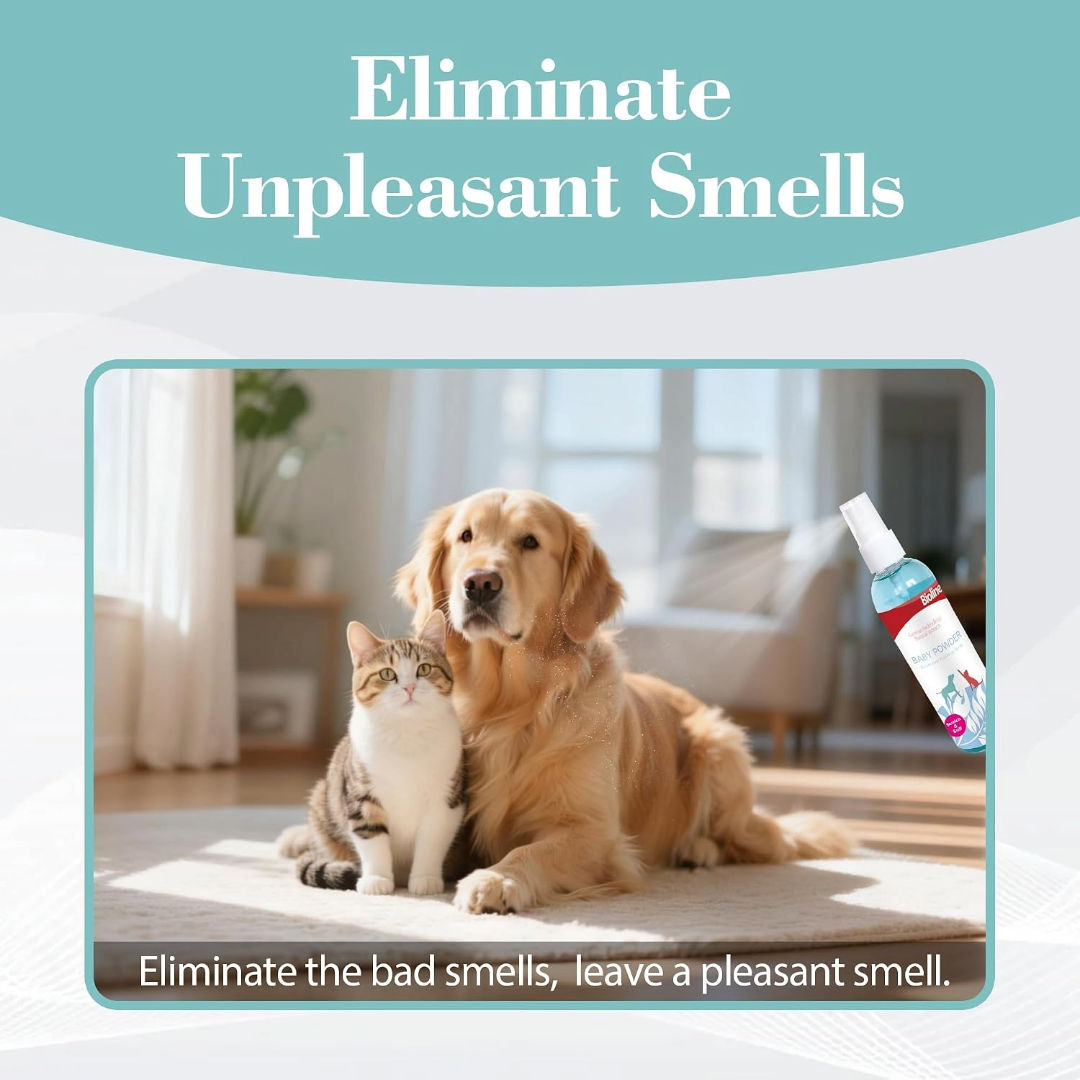 Bioline Baby Powder Deodorizing Pet Spray For Dogs & Cats, 118ml