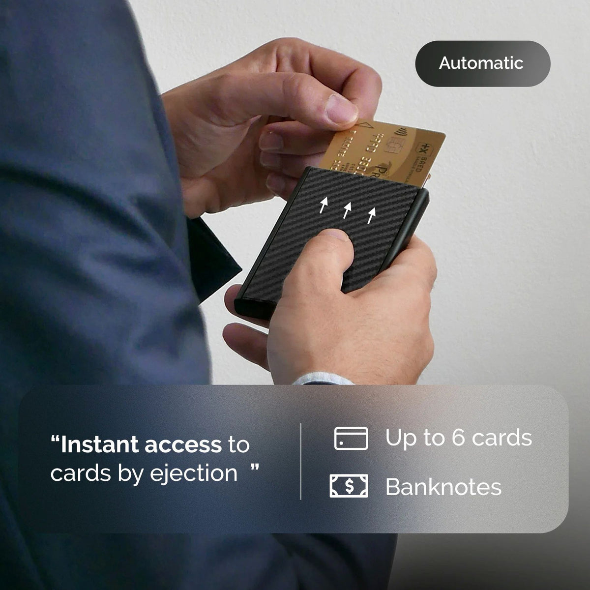 Ogon Automatic Slider Card Holder, Genuine Carbon Fiber Edition