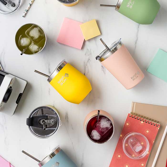 NAVA We Care Stainless Steel Insulated Travel Mug with Straw, 360ml