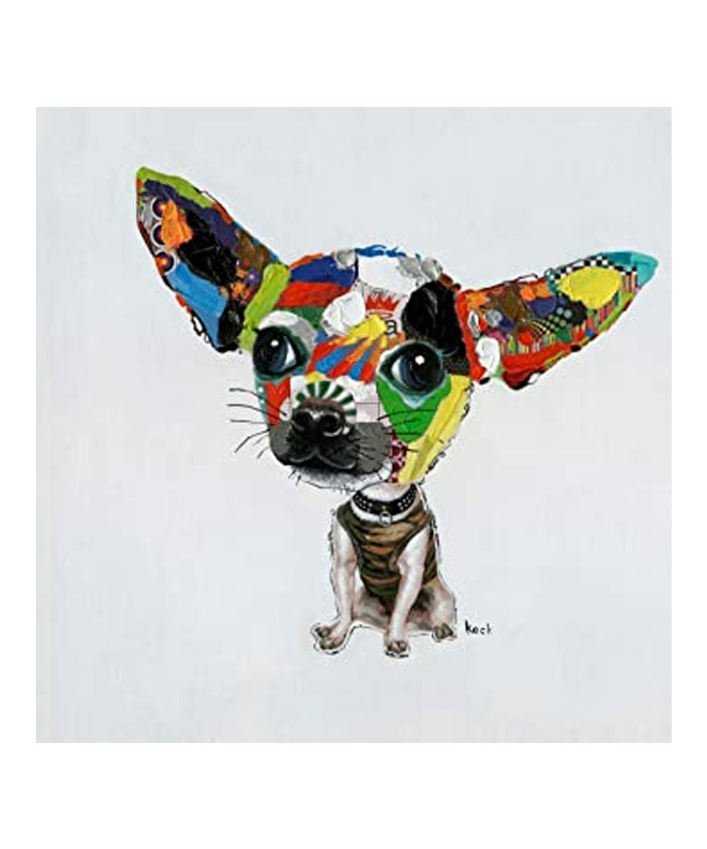 Hand-Painted Acrylic Canvas, Chihuahua Dog Portrait
